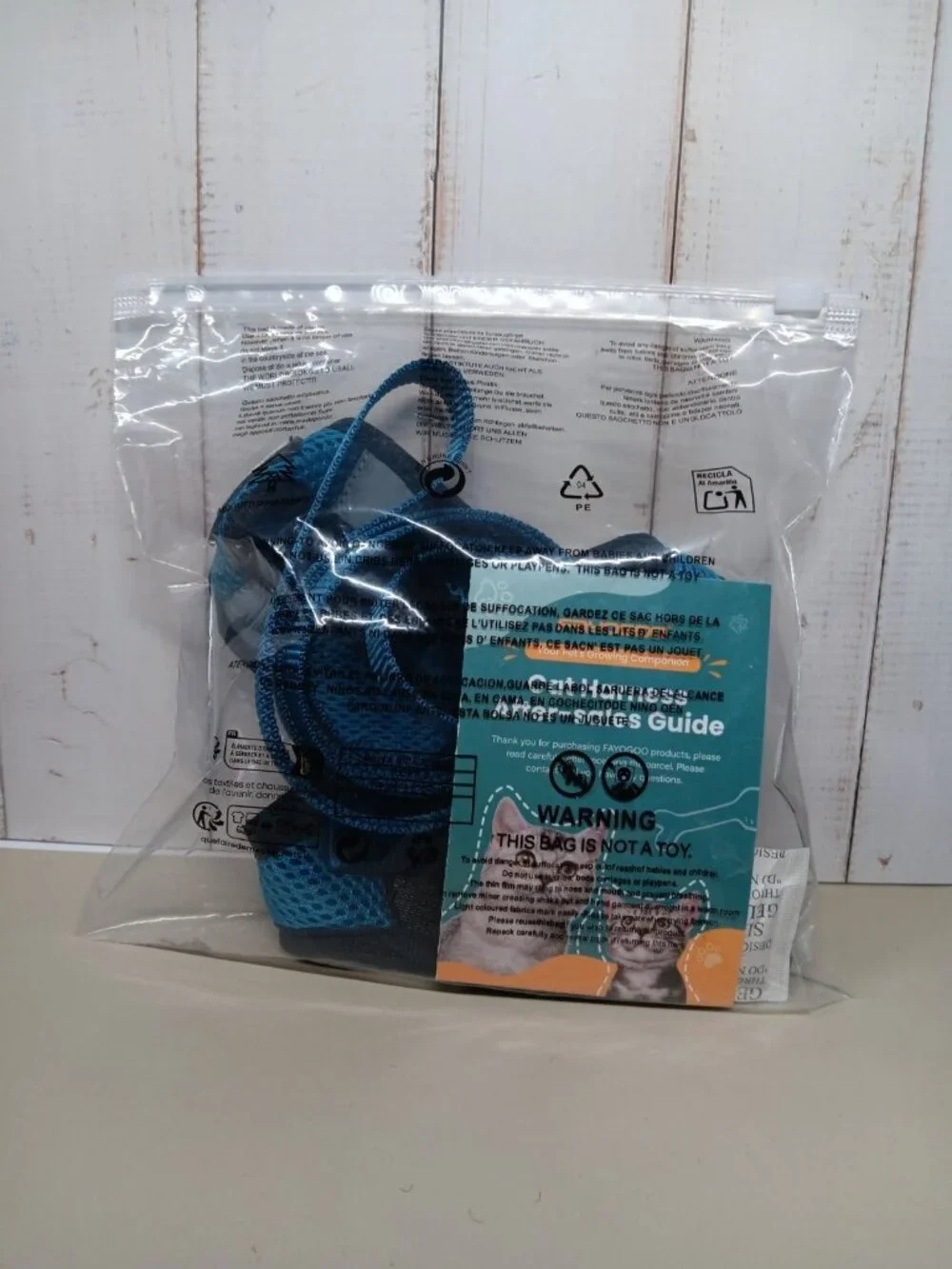FAYOGOO Cat Harness LeashSet Set for Walking Escape Proof Blue Size M